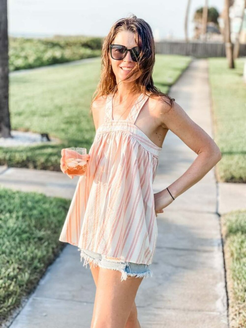 NWT Forte Forte Pink White Stripe Blouse Cotton Beachy Coastal Boho Breezy XL